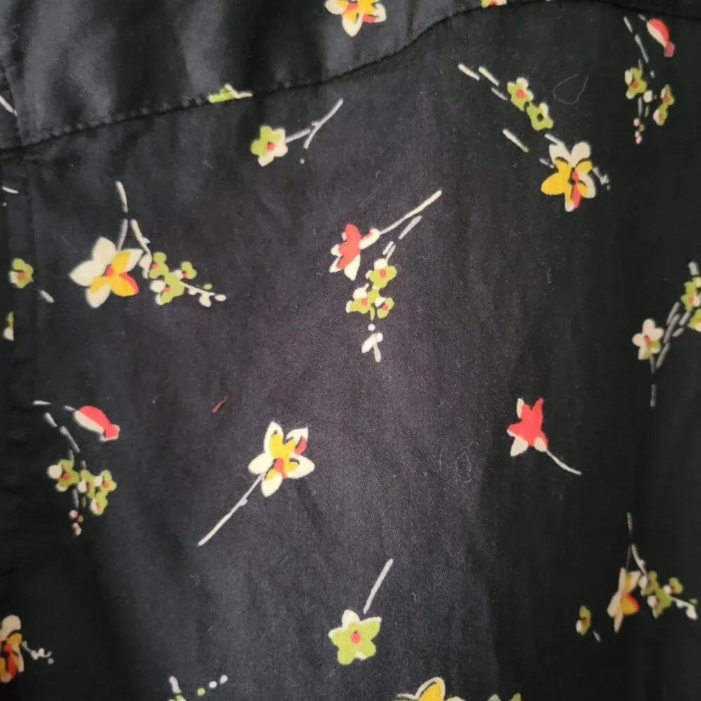 Lauren Ralph Lauren Black Floral Print Blouse, 100% Cotton, Women’s 1X, Floral - Picture 5 of 9